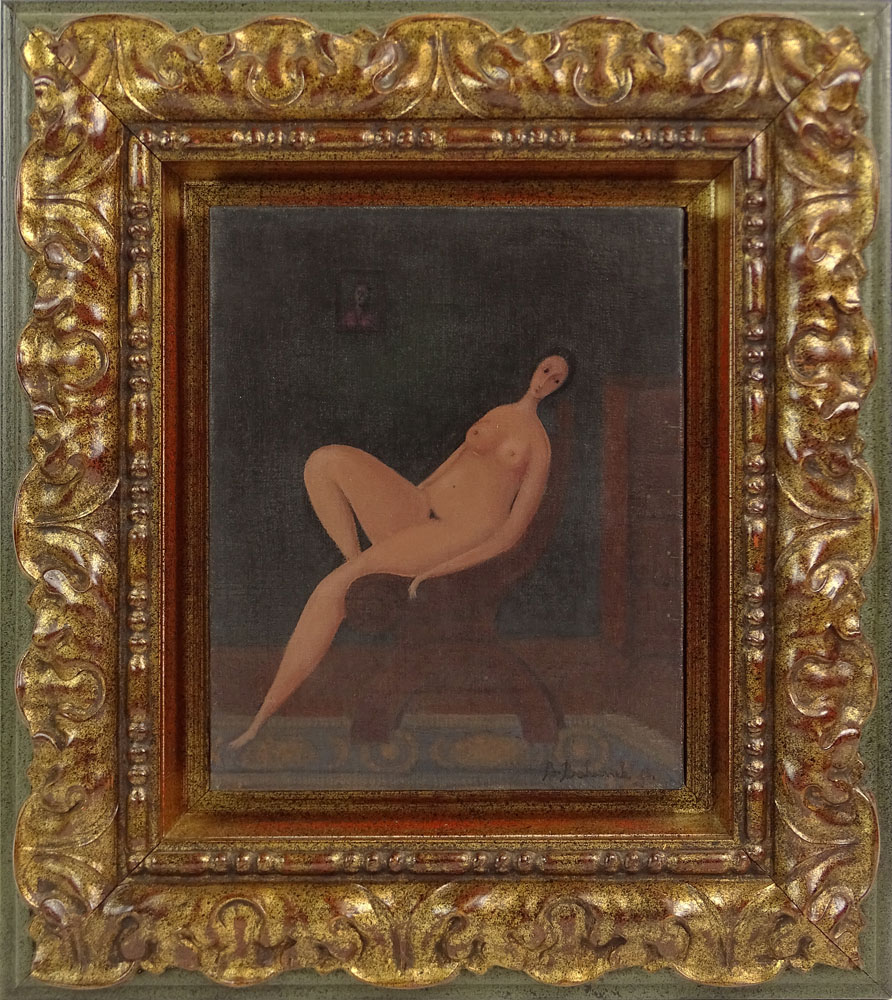Branko Bahunek, Croatian (1935-2005) Oil on canvas "Reclining Nude"