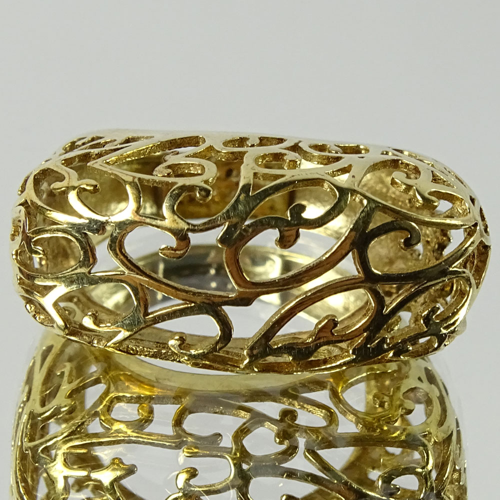 Lady's Delicate 14 Karat Yellow Gold Filigree Ring. Signed S. P..