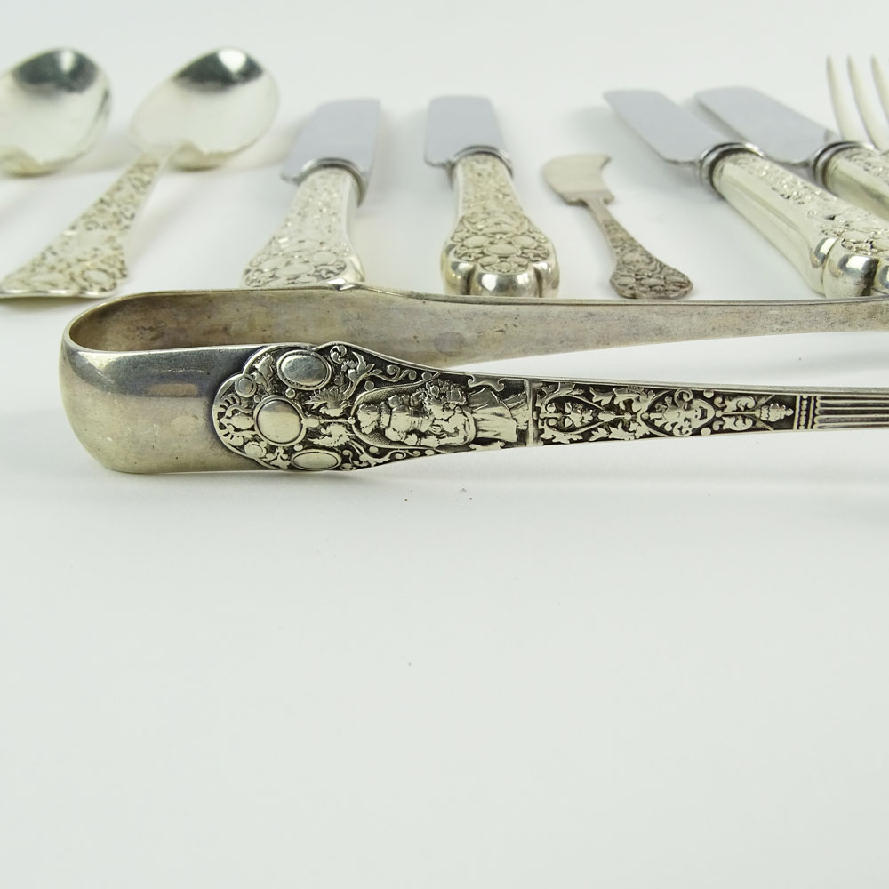 14 Pieces of Gorham Sterling Silver Flatware in the Old Medici Pattern.