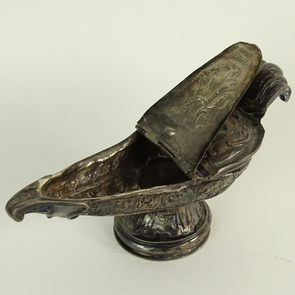 Unusual 18th Century or Earlier Unsigned Sterling Silver Oil Lamp.
