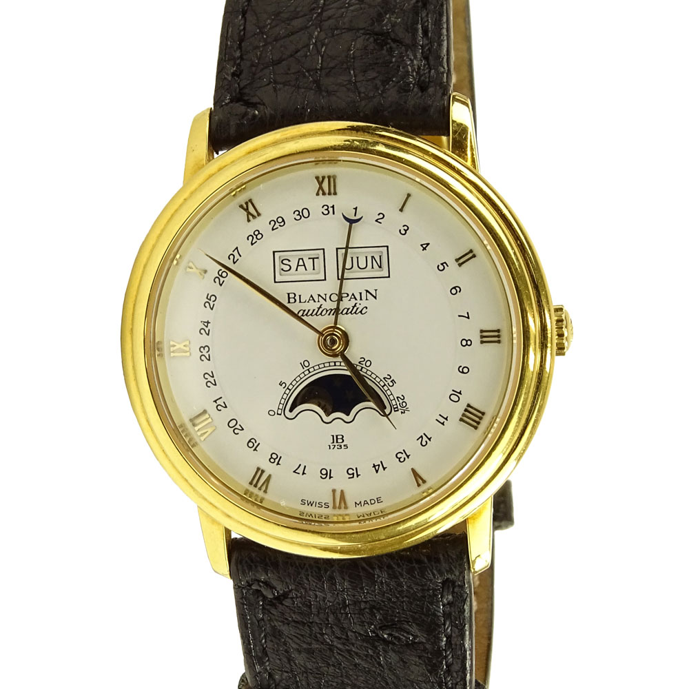 Men's Blancpain Villeret Triple Date Moonphase 18 Karat Yellow Gold Automatic Movement Watch.