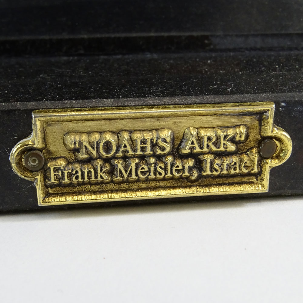 Frank Meisler, Israeli Gold Washed Metal Sculpture, "Noah's Ark" on Marble Base. 