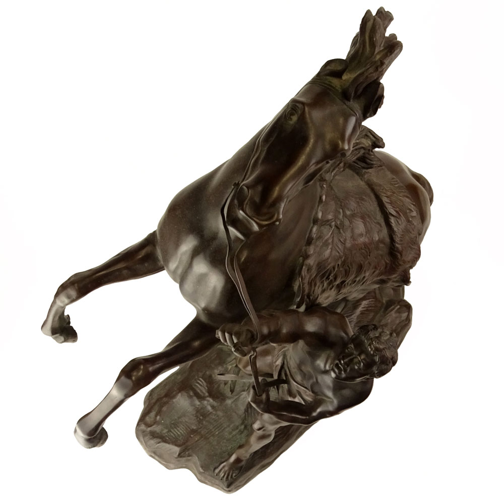 Late 19th Century French Bronze Marly Horse after: Guillaume Coustou the Younger, French (1716-1777). 