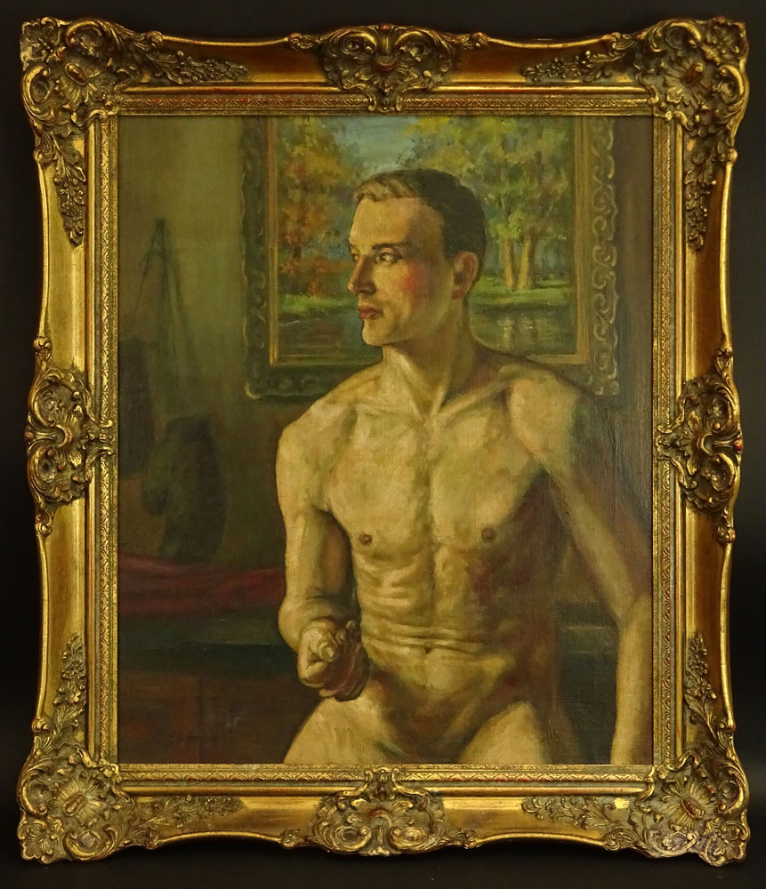 Attributed to: Konstantin Andreevich Somov (RUSSIAN, 1869-1939) Oil on Canvas, The Boxer.