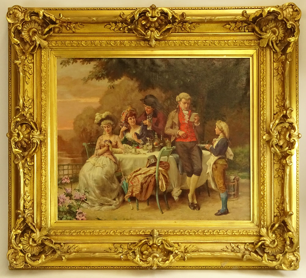 Charles Alexandre Coessin De La Fosse, French (1829-1910) Oil on canvas "Nouvelle Inattendue"  