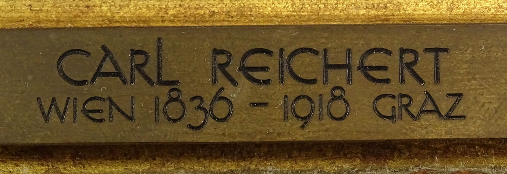 Carl Reichert, Austrian (1836-1918) Oil on Board "Spaniel and Dachshund".