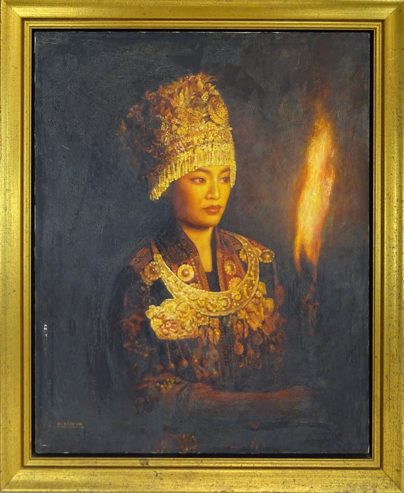 Di Lifong / Di Lifeng, Chinese (B. 1958) Oil on Canvas "Beauty With Torch".