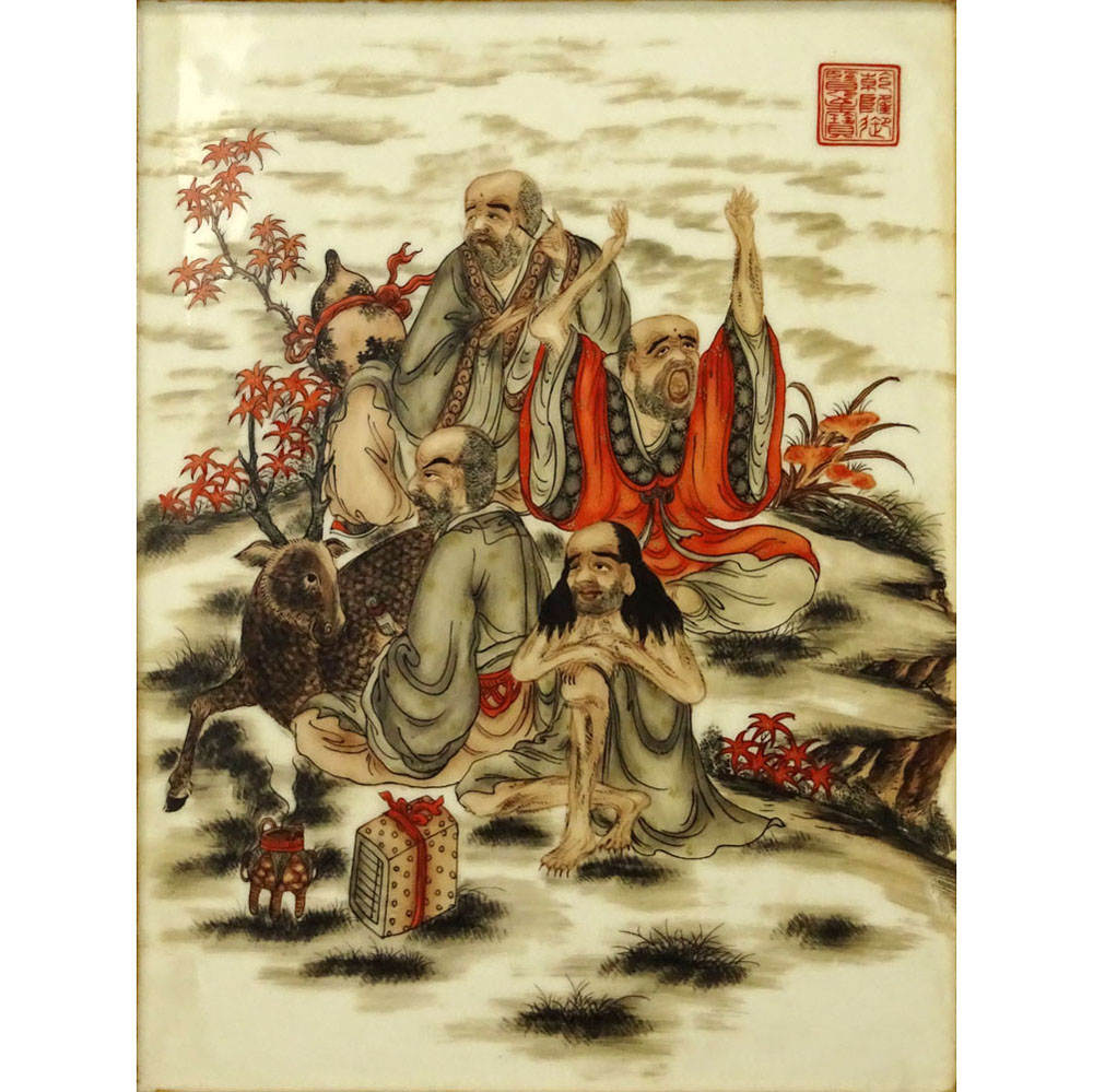 Antique Chinese Hand Painted Porcelain Plaque.