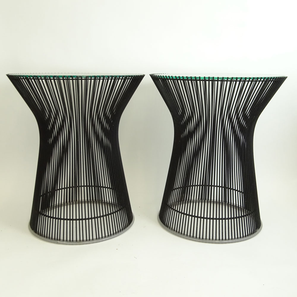 Pair Warren Platner for Knoll Metal and Glass End Tables.