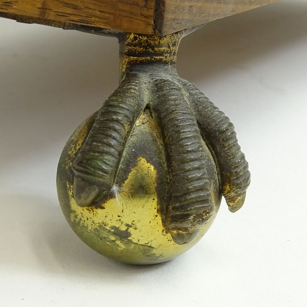 An English Regency Inlaid Rosewood Tea Caddy. Ball and claw feet, shell motif handles. 