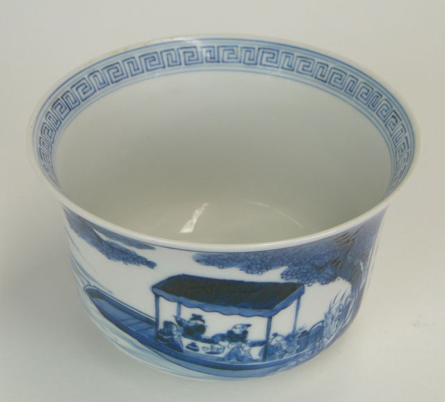 Mid to Late 20th Century Chinese Blue and White Bowl. Signed in Characters.