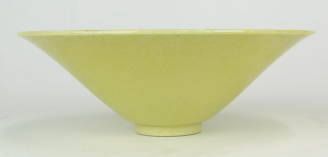 Two (2) 19/20th Century Chinese Porcelain Anhua or Bamboo Hat Yellow Glazed Conical Bowls.