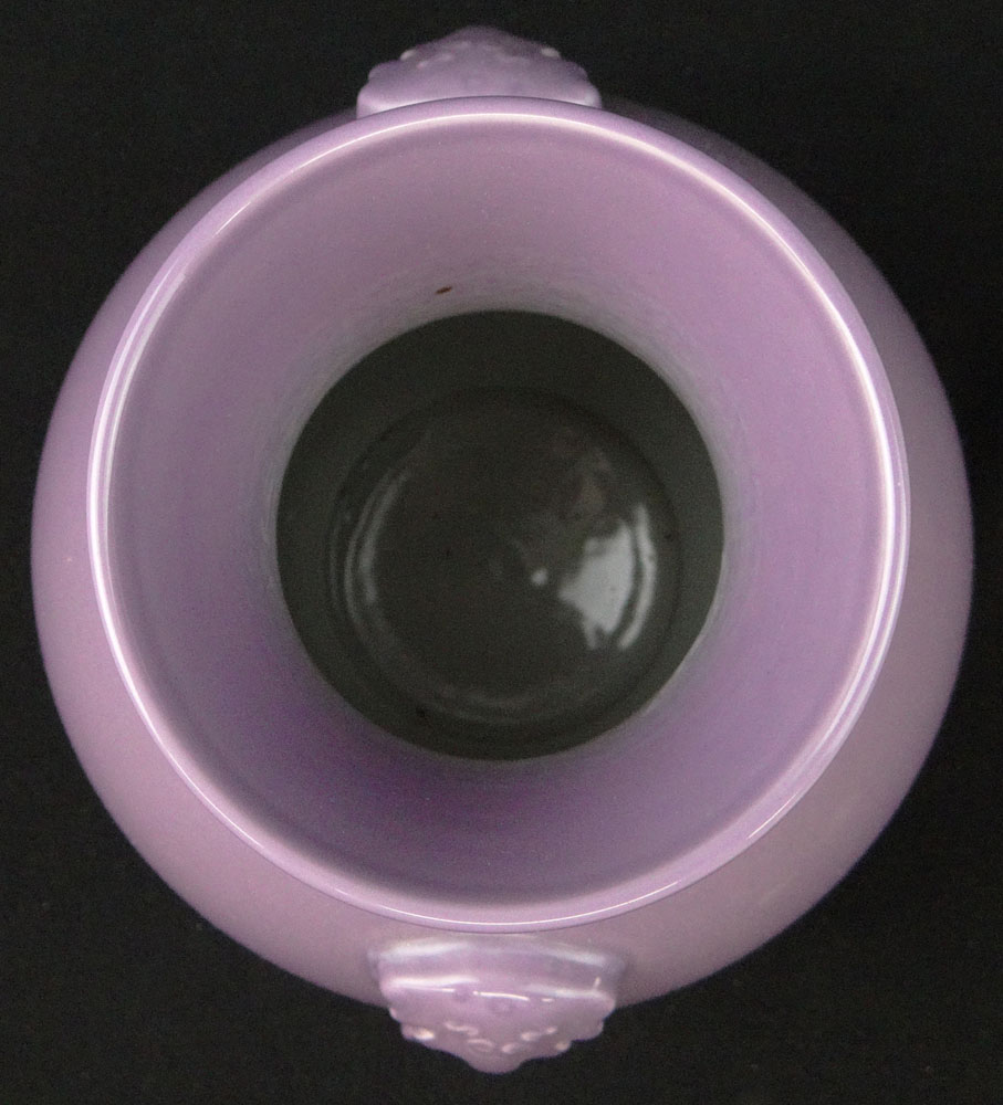 Chinese Lavender Glaze Porcelain Baluster Vase with Mock Ring Handles.