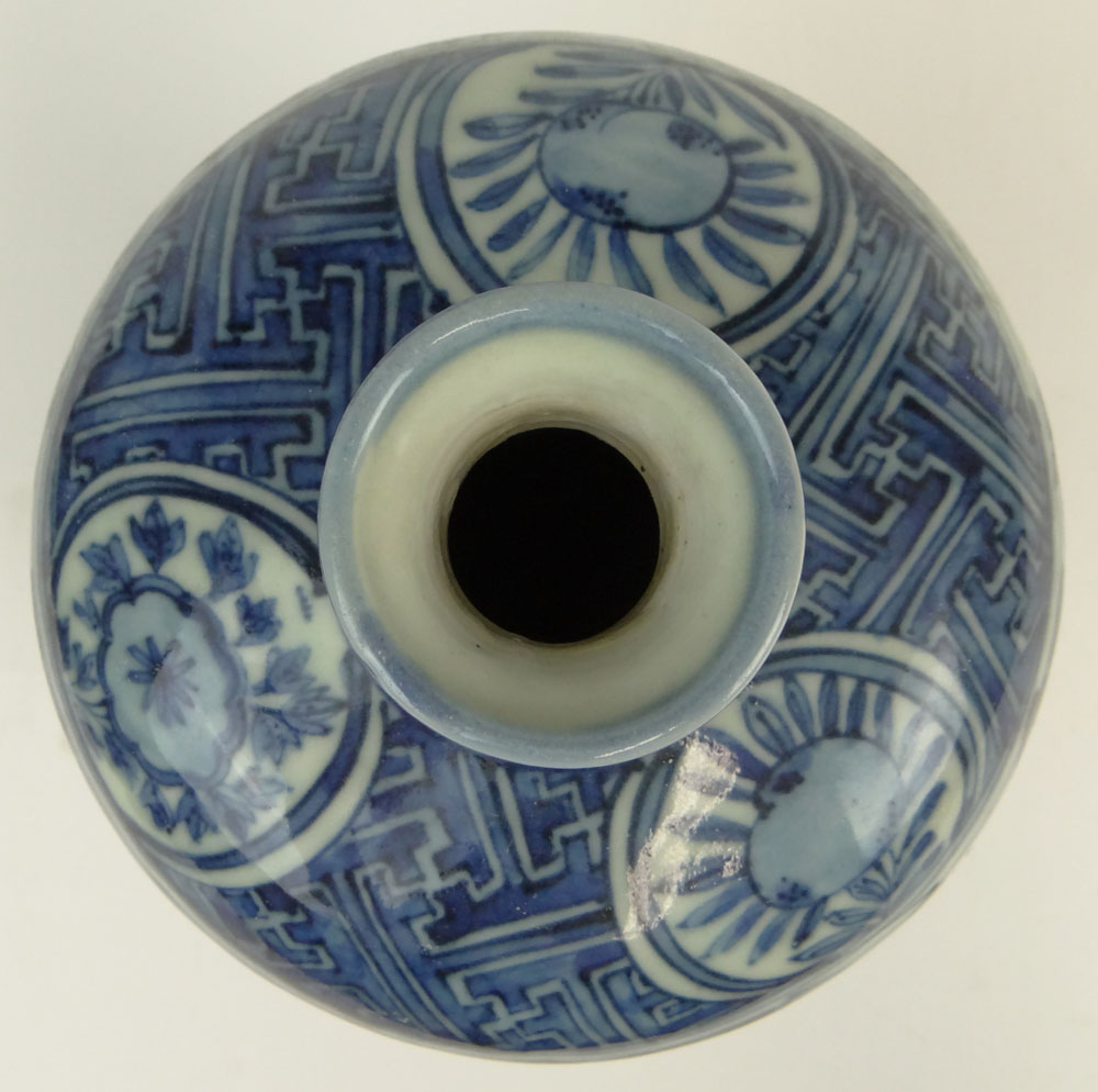 Chinese Blue and White Porcelain Vase with Playing Boy Decoration.