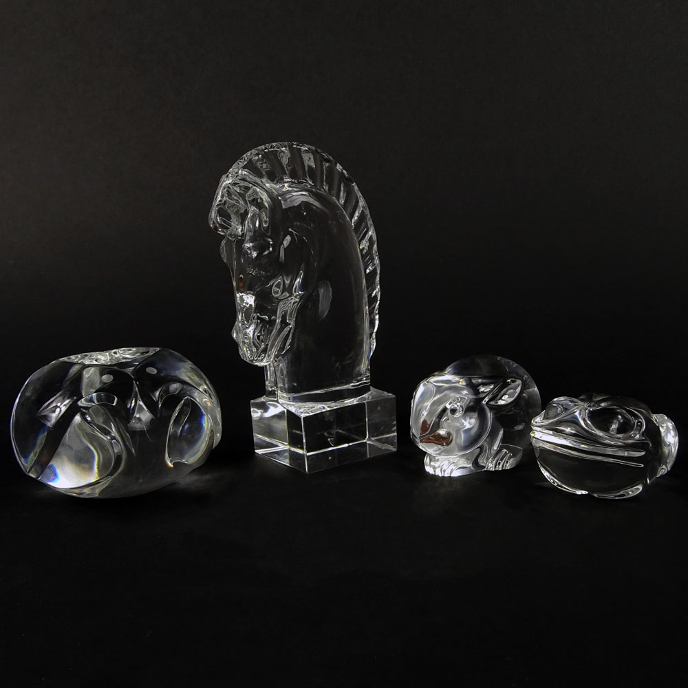 Lot of Four (4) Glass Animal Figurines, Three (3) Steuben.