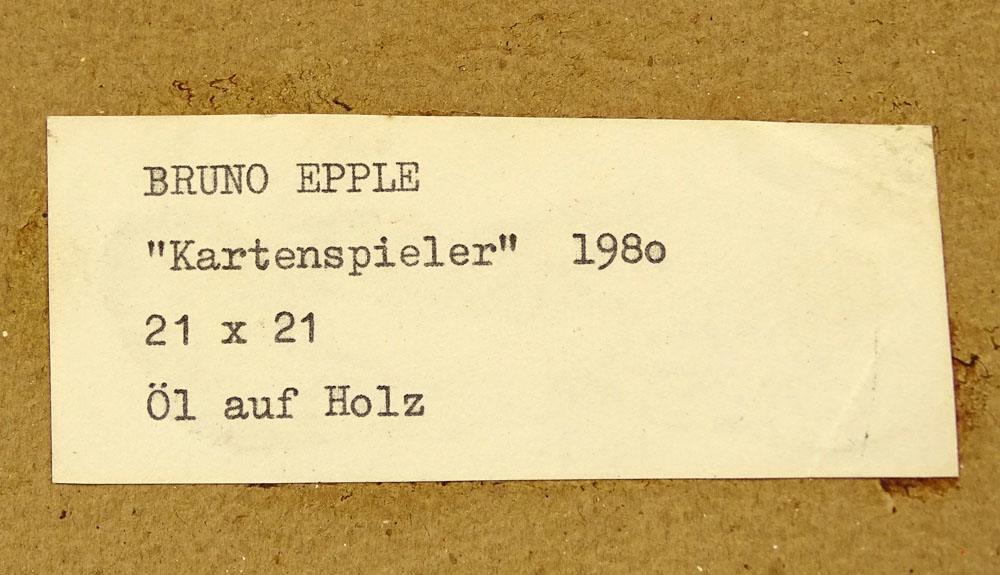 Bruno Epple, German (20th century) Oil on masonite "Card Players".