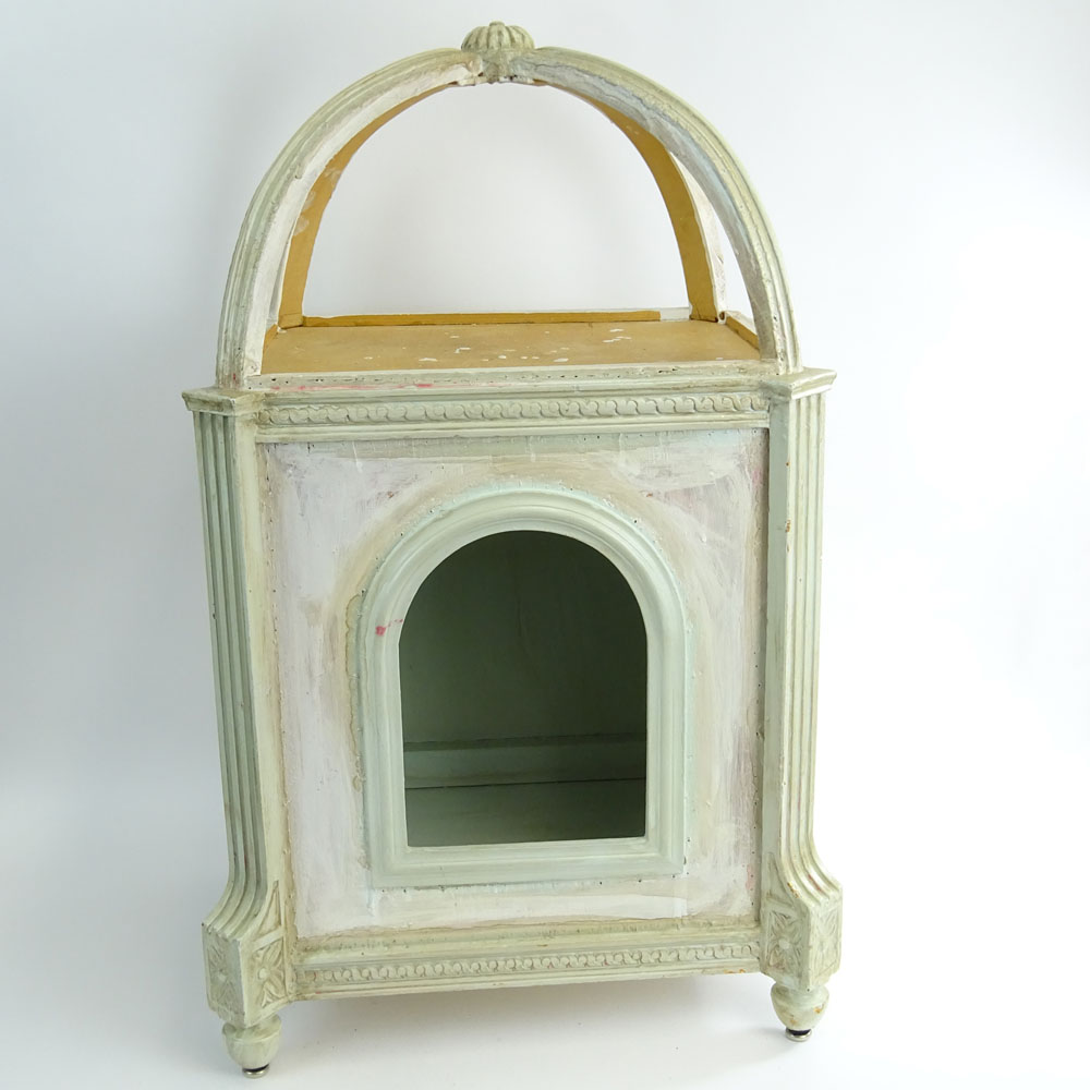 Vintage Louis XVI style Carved and Painted Wood Doghouse.