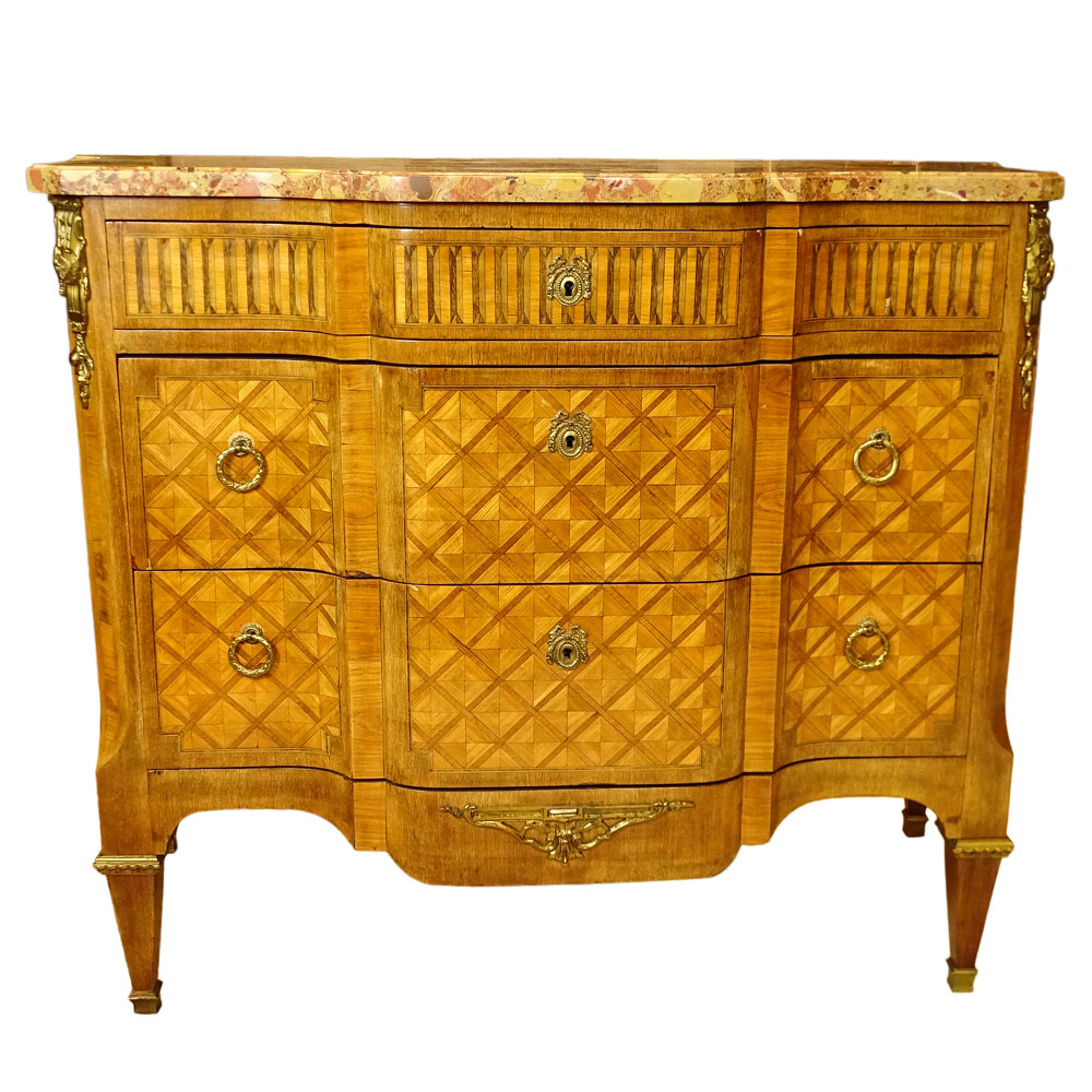 19/20th Century French Louis XVl Style Bronze Mounted Parquetry.