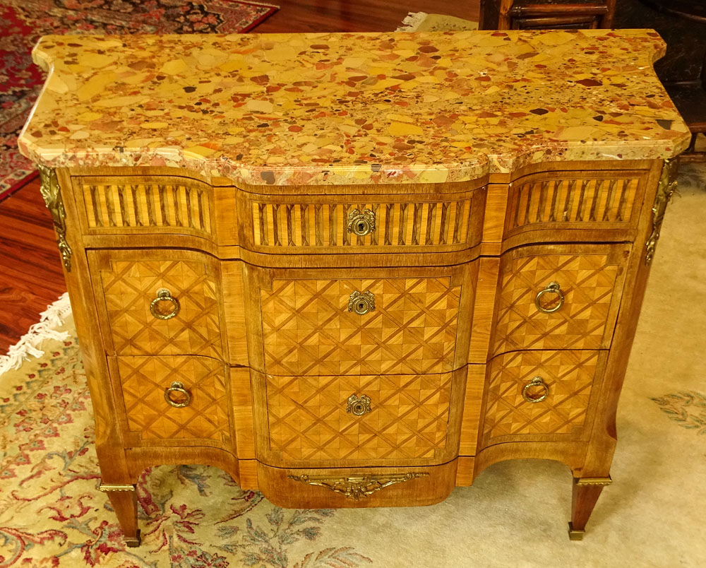 19/20th Century French Louis XVl Style Bronze Mounted Parquetry.