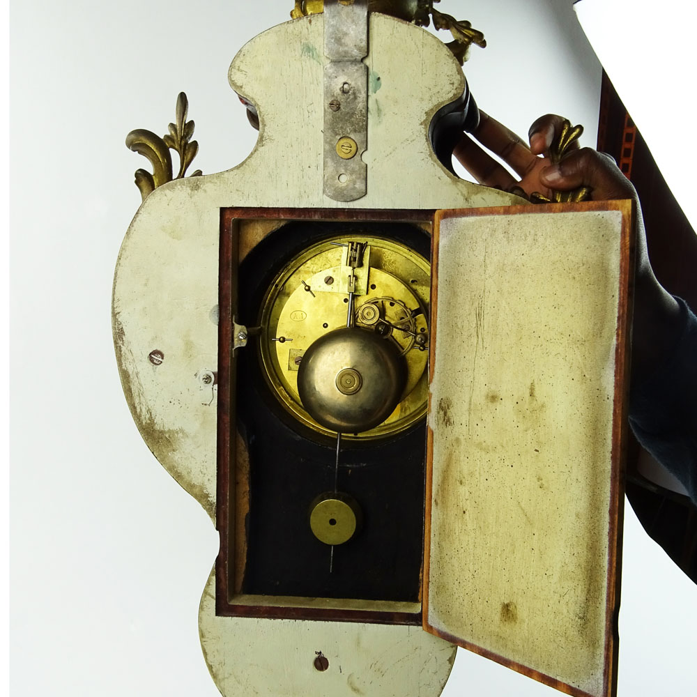 Early to Mid 20th Century French Louis XV Style Tortoiseshell and Gilt-Bronze Cartel Clock.