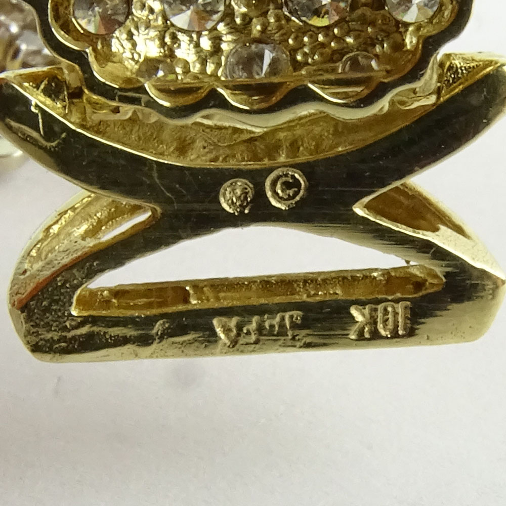 Lady's Vintage 10 Karat Yellow Gold and Diamond Cluster Bracelet.