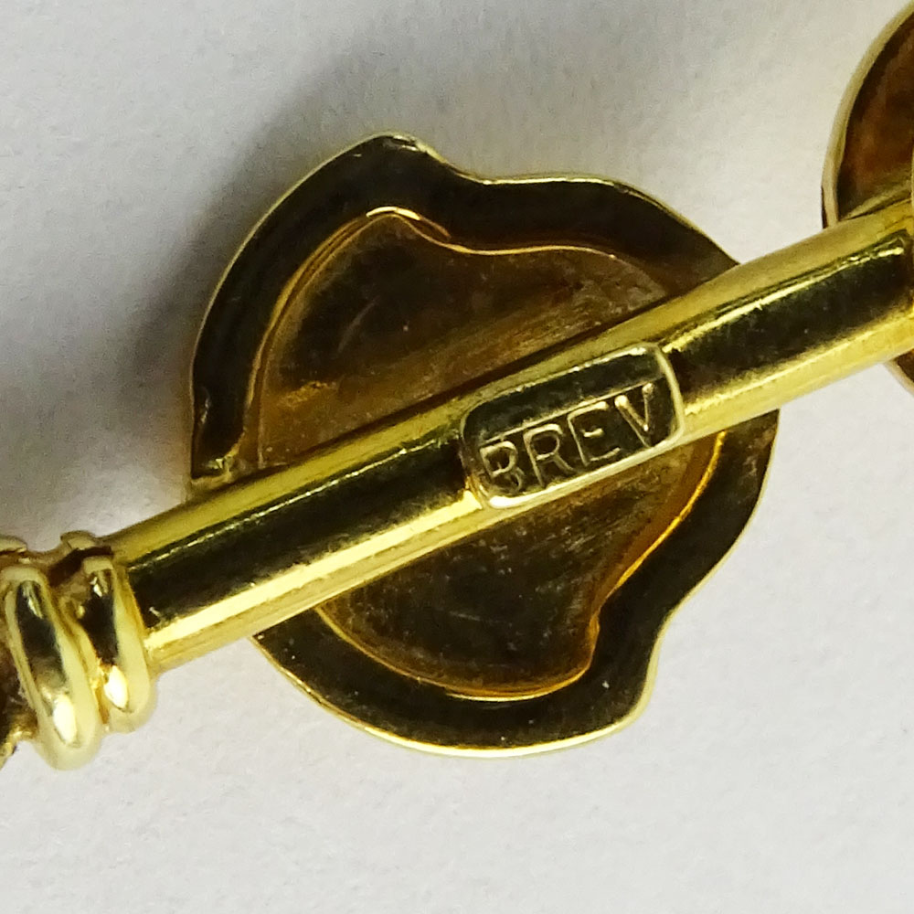 Italian Art Nouveau Design 18 Karat Yellow Gold Brooch/Stick Pin.