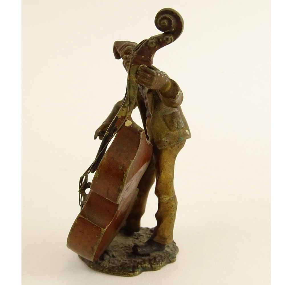 Bergmann Cold Painted Vienna Bronze Man Playing Cello.