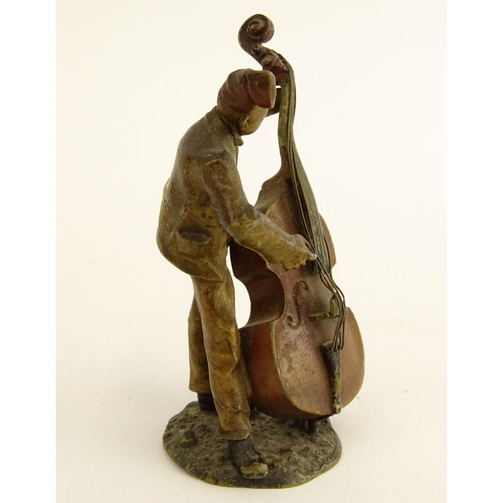 Bergmann Cold Painted Vienna Bronze Man Playing Cello.