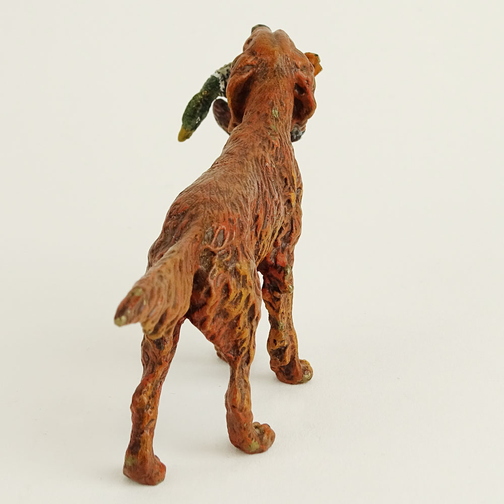 Bergmann Cold Painted Vienna Bronze Figurine "Irish Setter" Signed with “B” in an urn-shaped cartouche. 