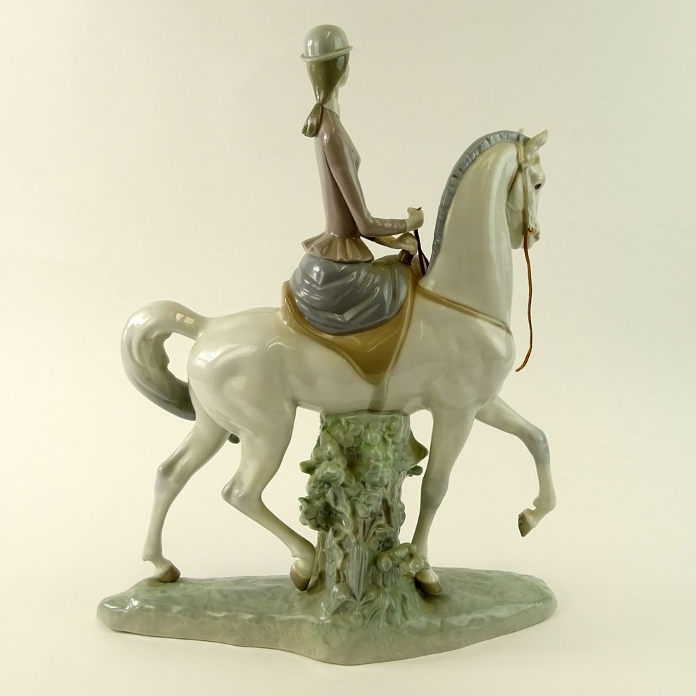 Lladro Porcelain Woman on Horse, Equestrian. 
