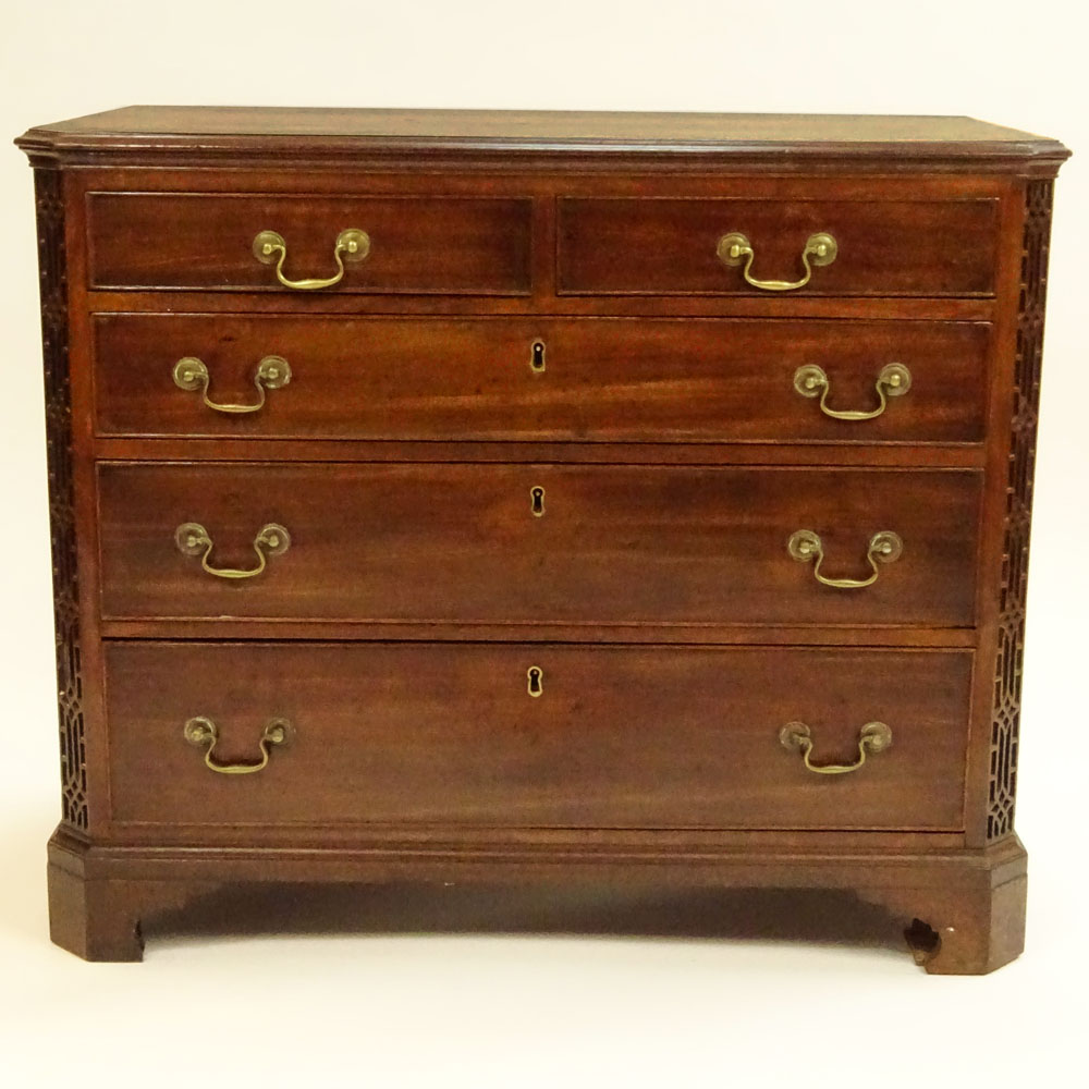 19th Century English Chinese Chippendale style Mahogany Chest of Drawers.