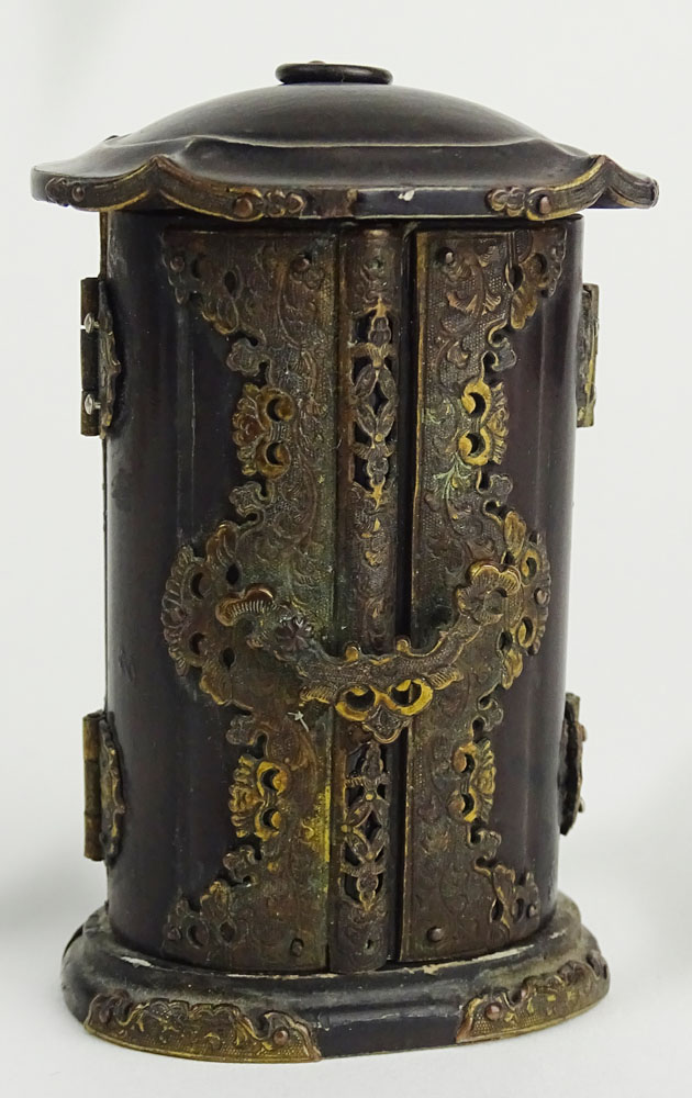 19/20th Century Japanese Carved, Lacquered and Gilt Wood Miniature Butsudan. 