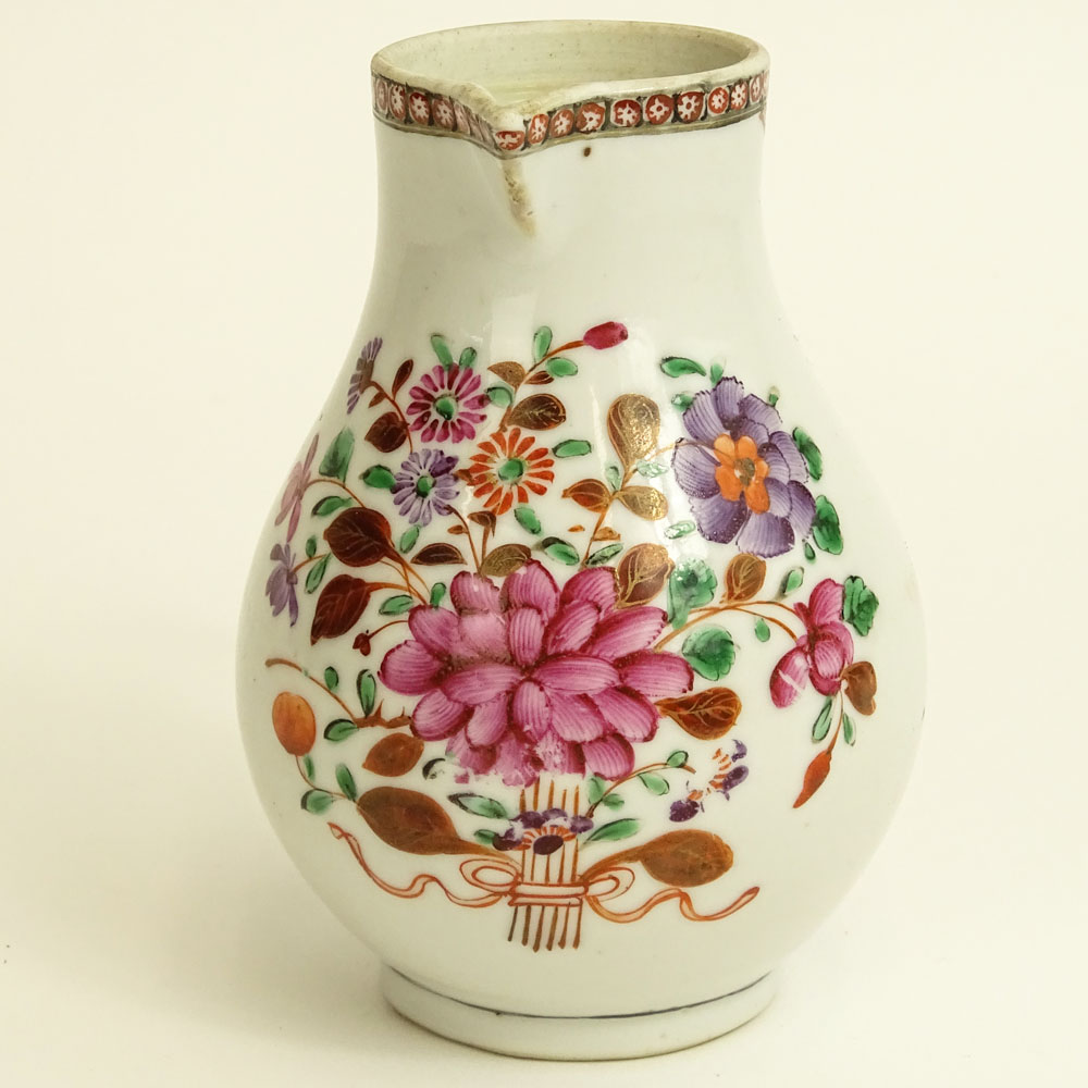 18th Century Chinese Export Porcelain Hand Painted Cream Pitcher.
