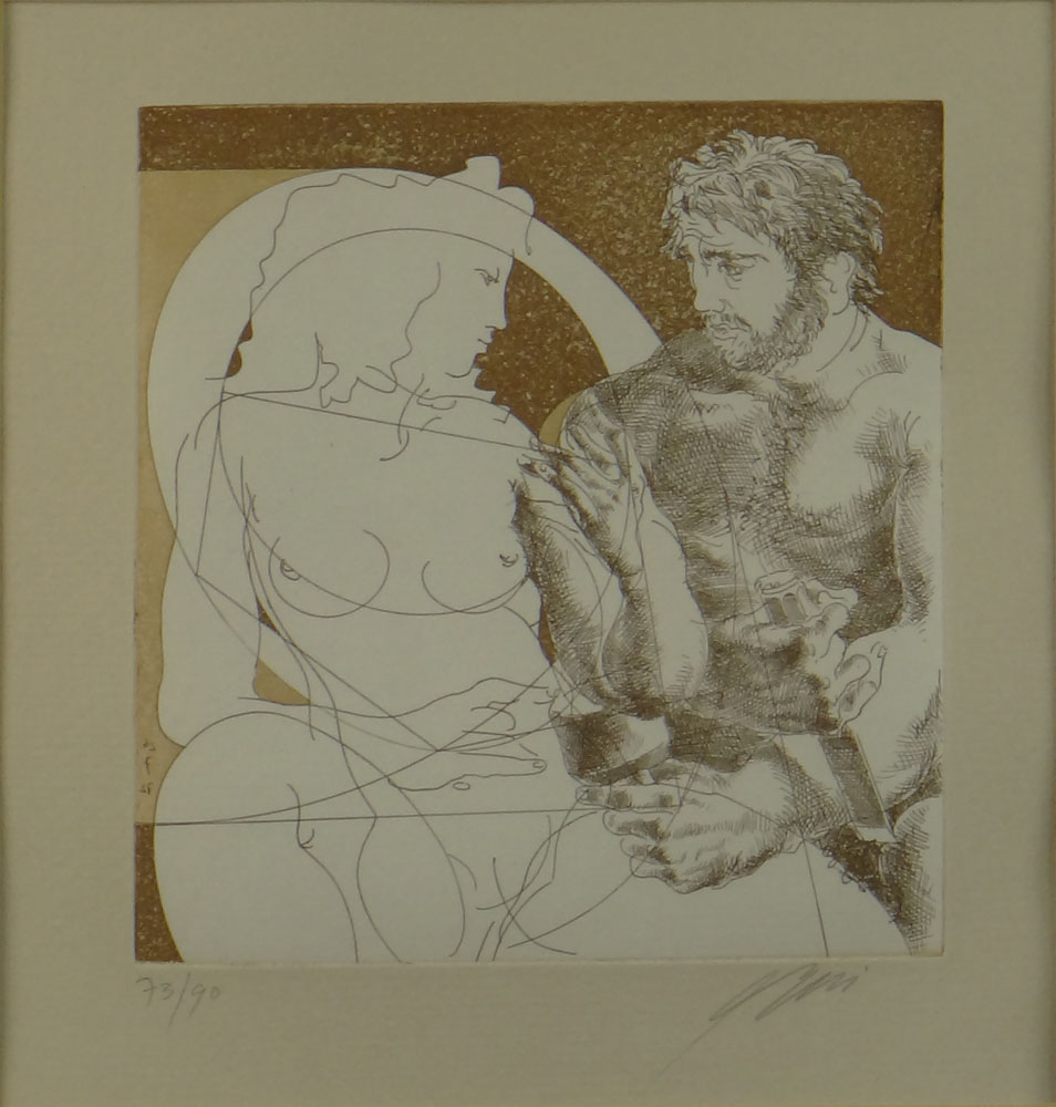 Contemporary Etching "Classical Sculpture". 