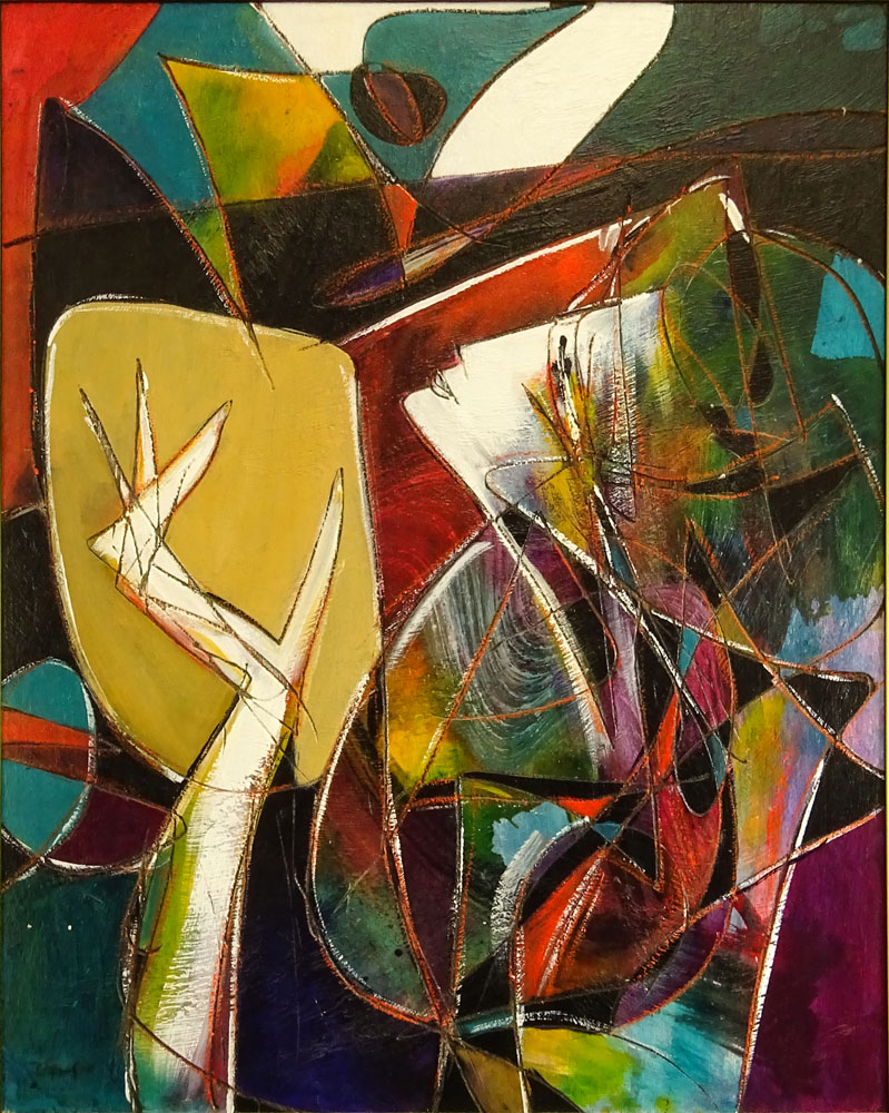 Contemporary Decorative Oil on Board "Abstract Profile of a Woman".