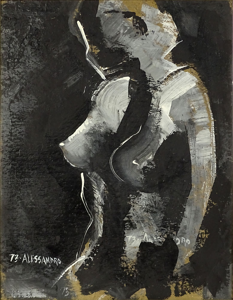 Alex Alessandro, American (20th Century)  Oil on cardboard. "Nude" 