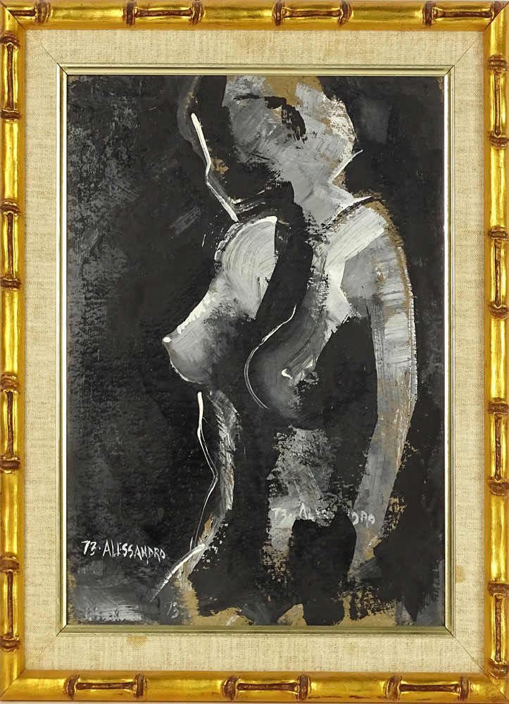 Alex Alessandro, American (20th Century)  Oil on cardboard. "Nude" 