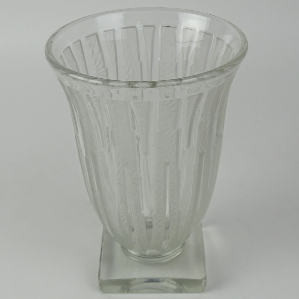 Verlys France Art Deco Period Vase. Clear and opalescent glass.