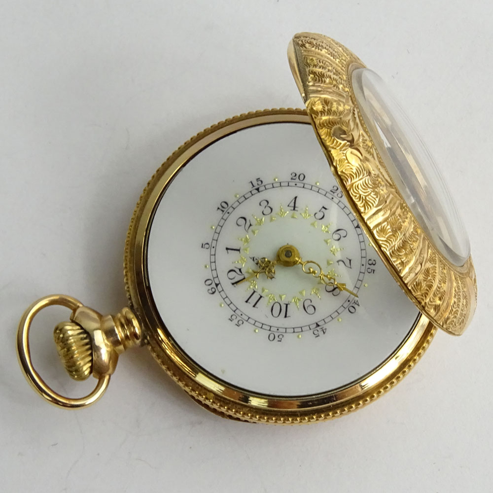 Antique Elgin 14 Karat Rose Gold Pocket Watch.