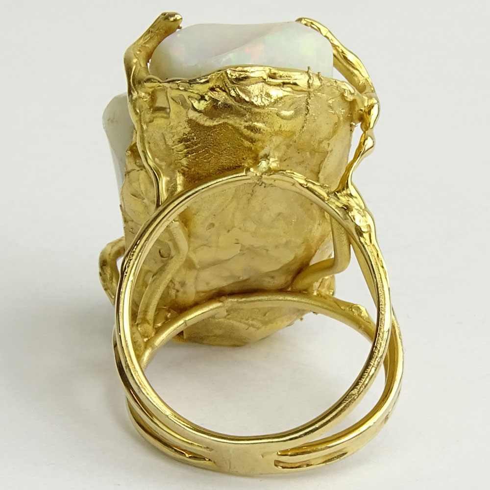 Vintage Boulder Opal and 14 Karat Yellow Gold Ring.