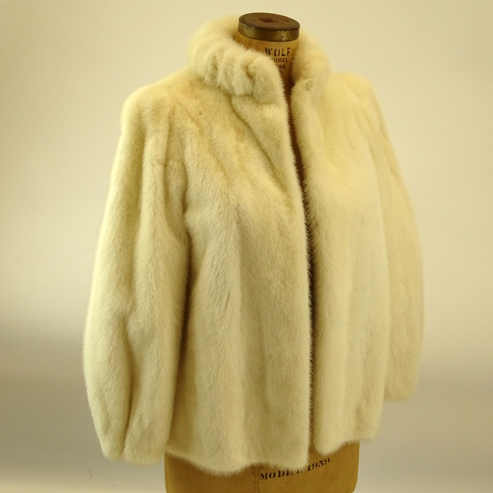 Retro "Alper Furs" Short White Mink Fur Jacket. 