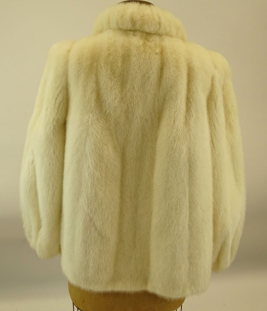 Retro "Alper Furs" Short White Mink Fur Jacket. 