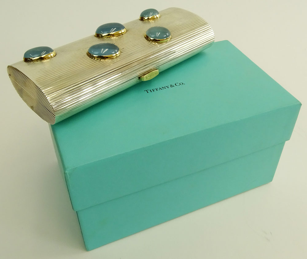 Lady's Paloma Picasso for Tiffany & Co Sterling Silver Minaudiere, set with Five (5) Large Cabochon Aquamarines.