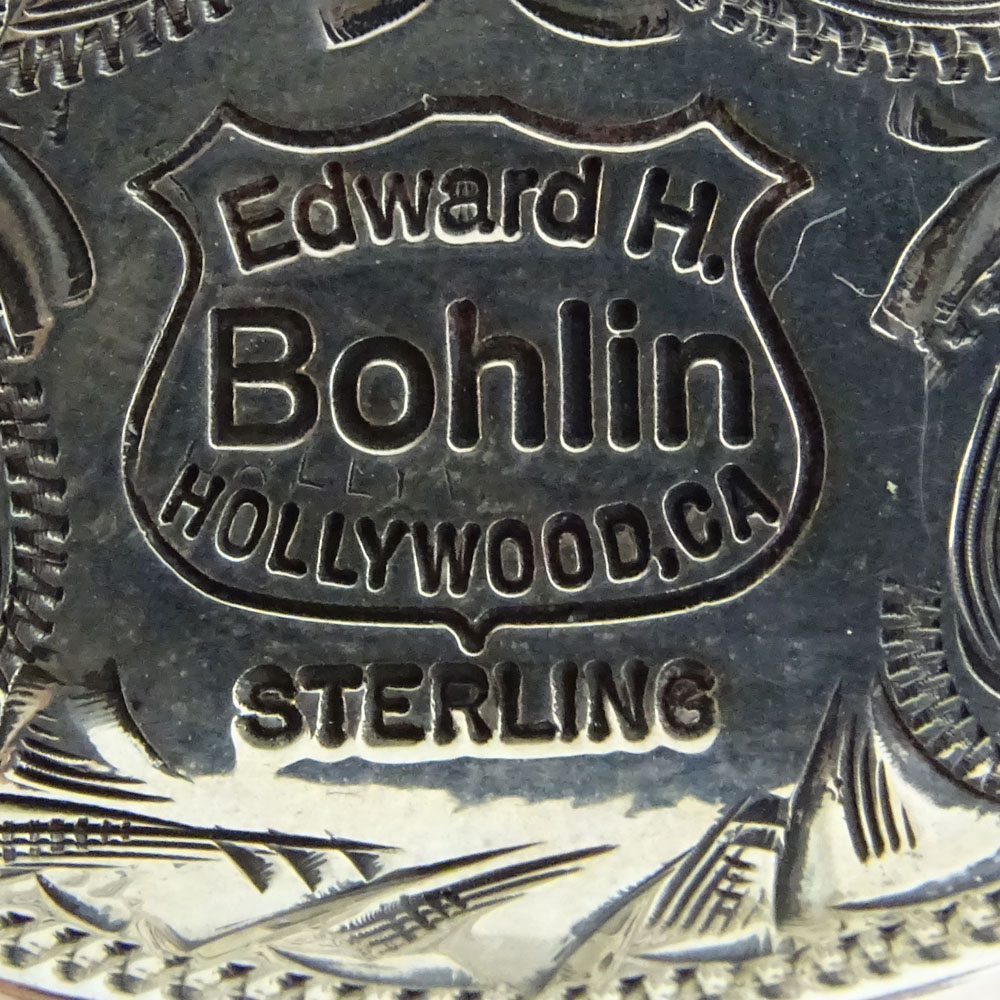 Vintage Edward Bohlin Sterling Silver Money Clip in Horseshoe and Indian Motif.