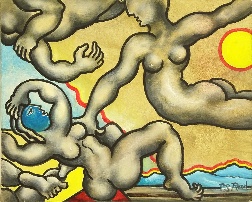 Philip Standish Read, American (1927-2000) Oil on canvas "Nudes" 