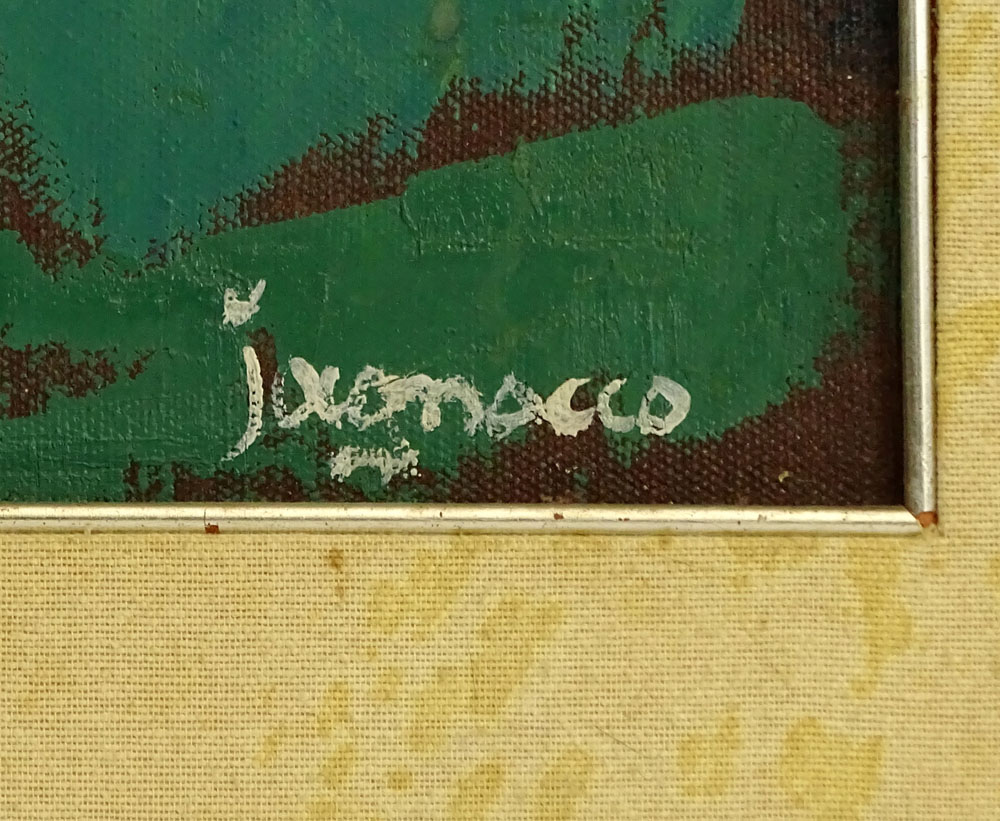 Mid 20th Century Oil Painting bears signature Iagnocco (?). "Cart on Village Road"