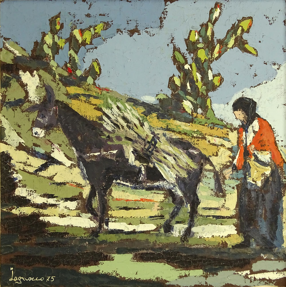 Mid 20th Century Oil Painting bears signature Iagnocco (?). "Farmwoman"