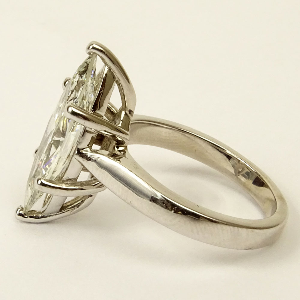 Approx. 3.14 Carat Marquis Cut Diamond and 14 Karat White Gold Engagement Ring.
