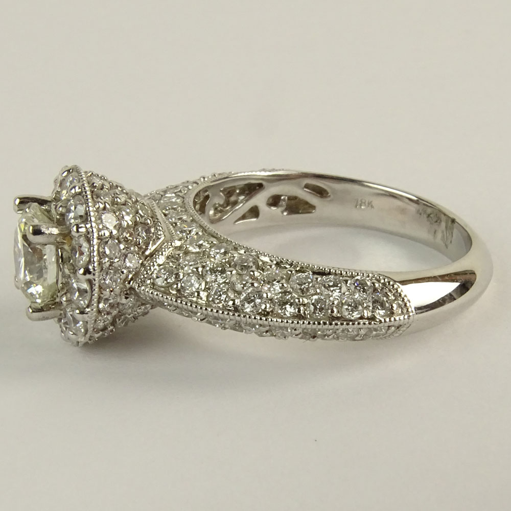 EGL Certified 1.01 Carat Round Brilliant Cut Diamond and 18 Karat White Gold Engagement Ring