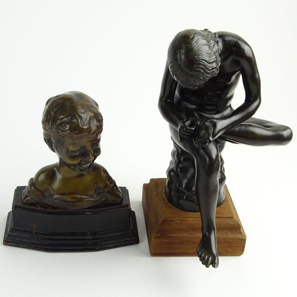 Lot of Two (2) Bronze Sculptures. "Boy With Thorn" and "Laughing Child".